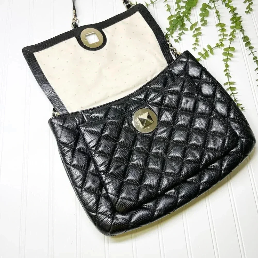 Kate Spade Black Quilted Chain Strap Shoulder Bag Gold Hardware